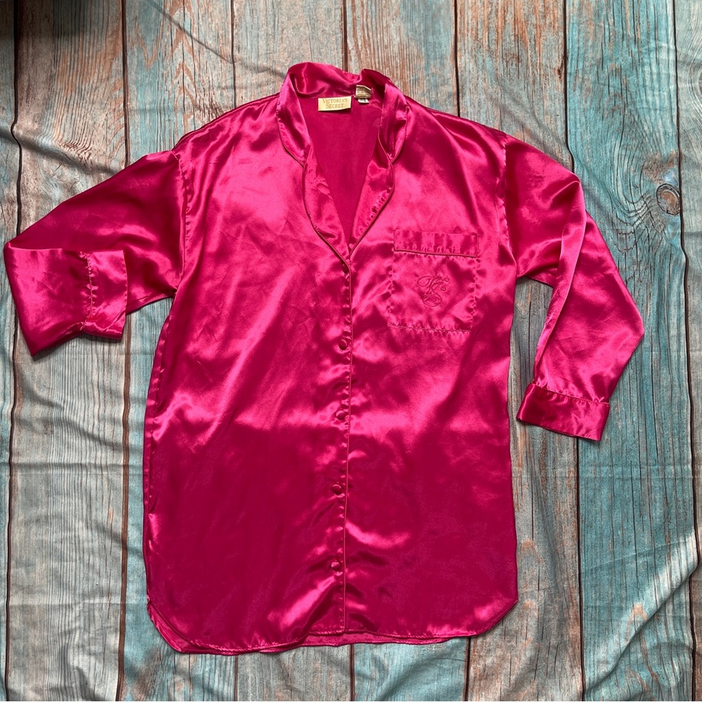 VNTG Victoria's Secret Gold Label satin sleep dress shirt